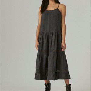 Lucky Brand Gray Lace Boho Maxi Dress NWOT